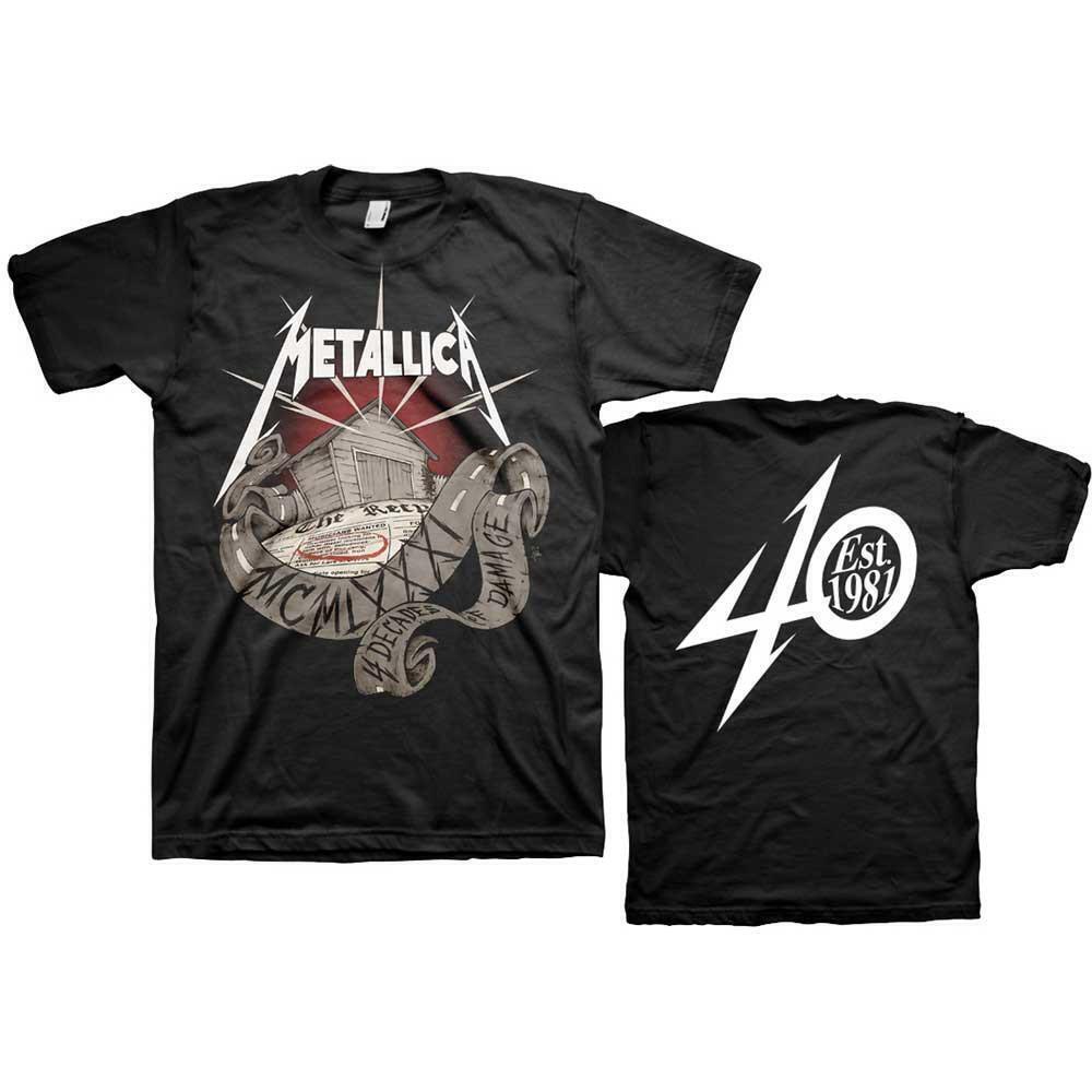 Metallica Unisex T Shirt 40Th Anniversary Garage Back Print 2 Sided